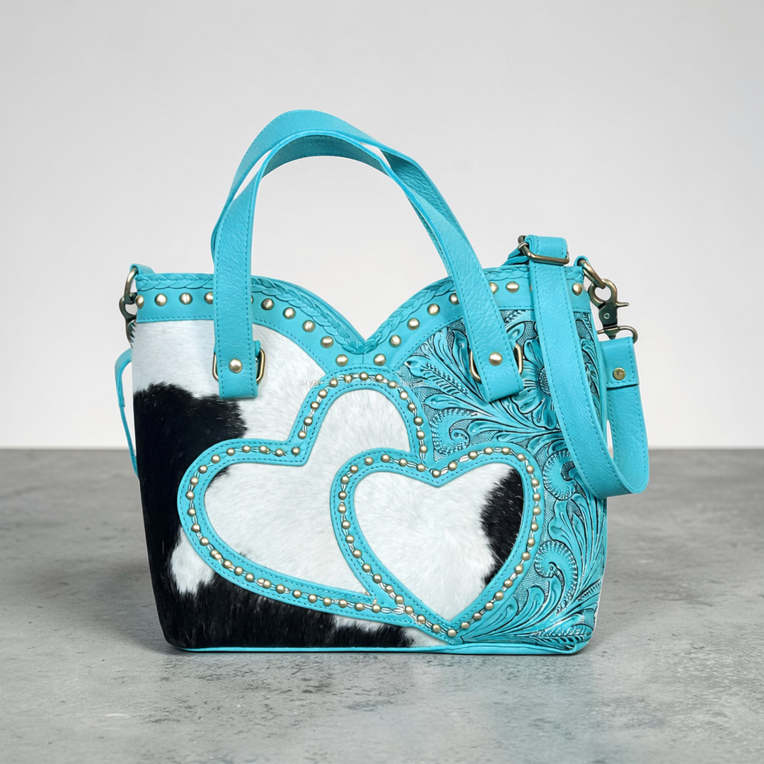 The Wildheart | Western Tooled Leather Cowhide Tote Bag