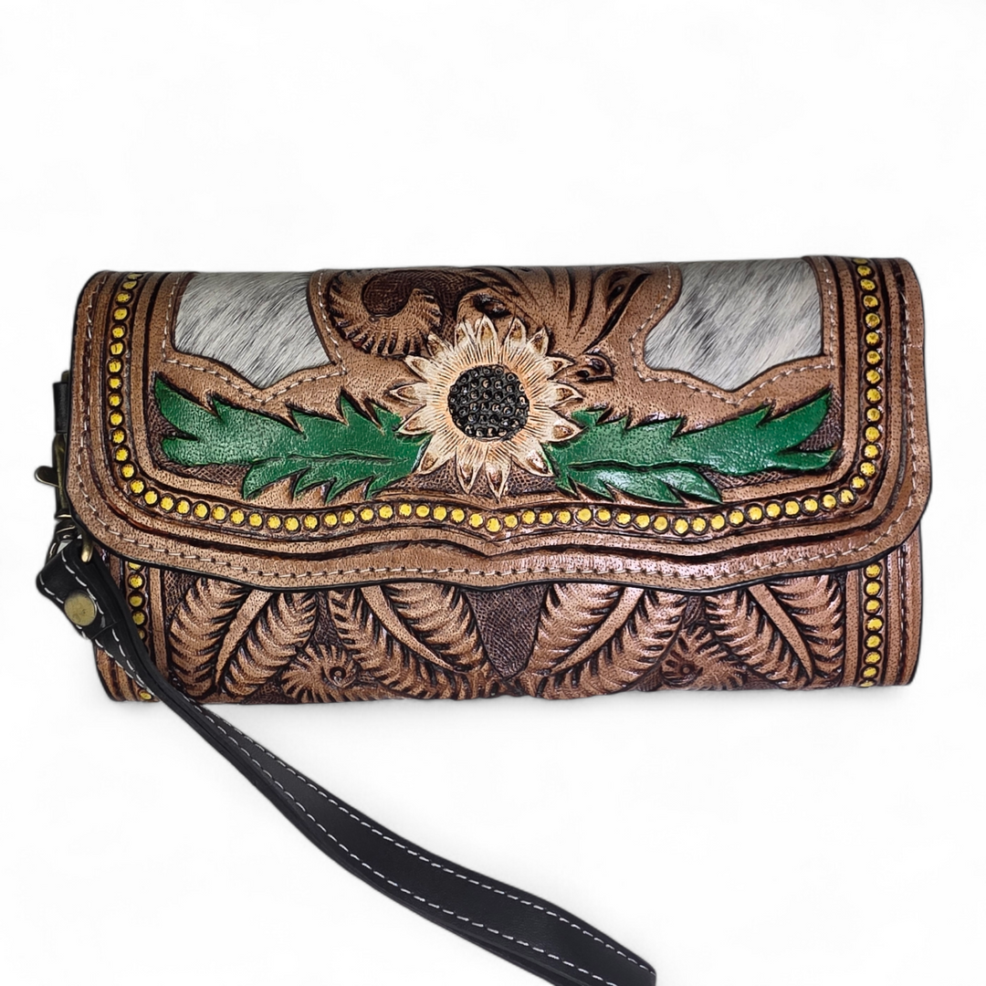 The Tessa | Western Hand Tooled Leather Wristlet Wallet