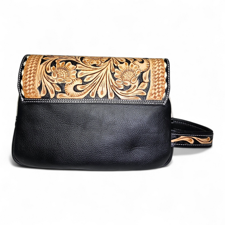 The Dakota | Hand Tooled Leather and Cowhide Large Travel Set