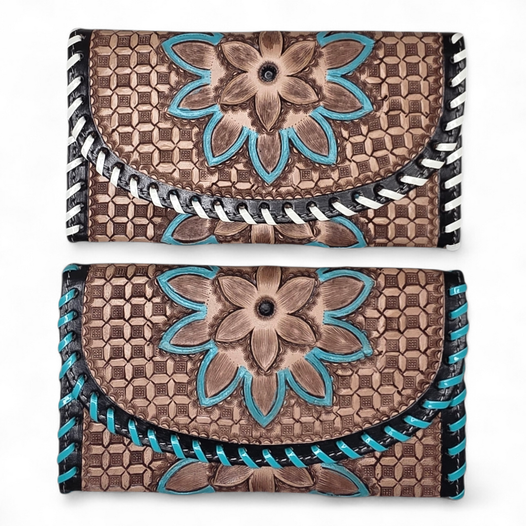 The Blossom | Hand Tooled & Painted Western Leather Clutch