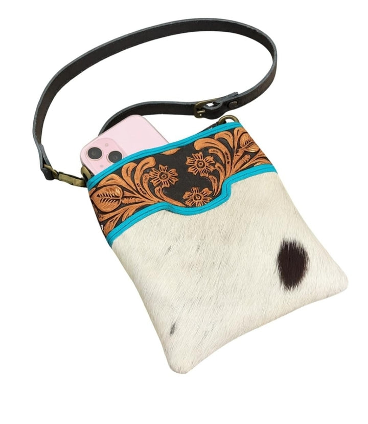 The Western Bloom | Western Tooled Leather Cowhide Crossbody Bag