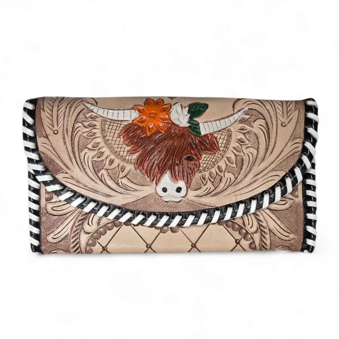 The Highland | Hand Tooled and Painted Clutch