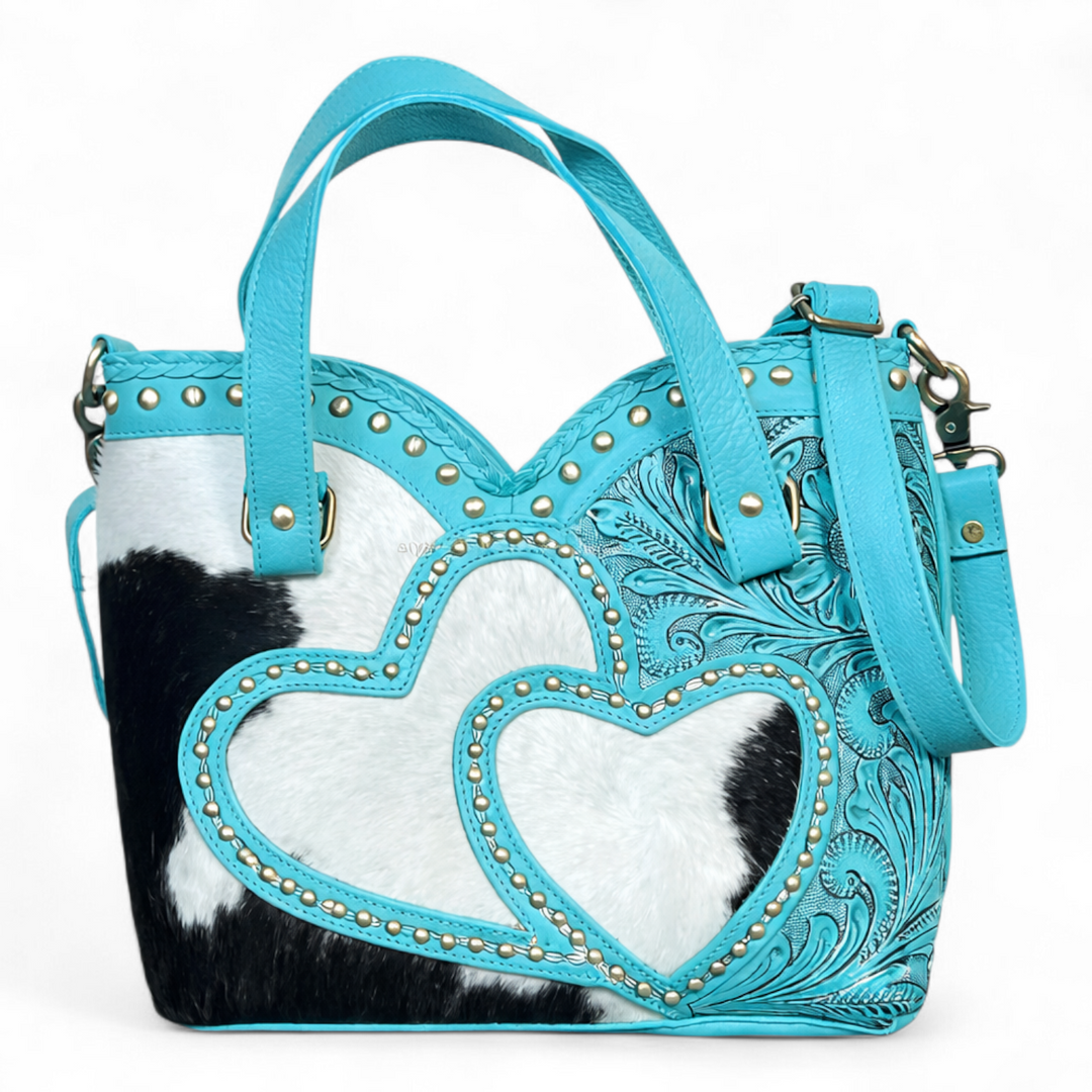 The Wildheart | Western Tooled Leather Cowhide Tote Bag
