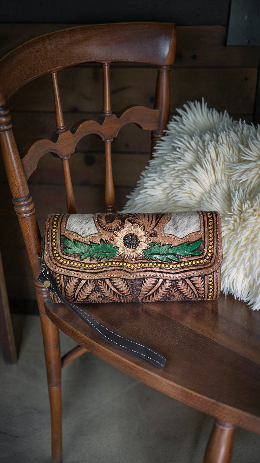 The Tessa | Western Hand Tooled Leather Wristlet Wallet