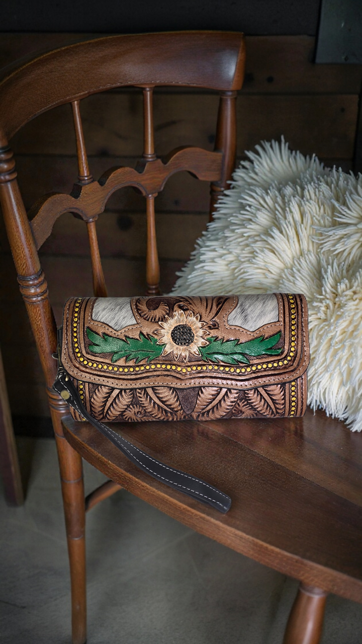 The Tessa | Western Hand Tooled Leather Wristlet Wallet